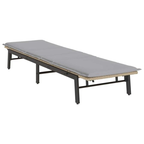 LEŻAK Z PODUSZKĄ BEŻOWY POLIRATTAN