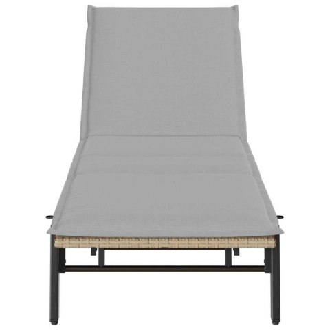 LEŻAK Z PODUSZKĄ BEŻOWY POLIRATTAN