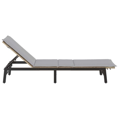 LEŻAK Z PODUSZKĄ BEŻOWY POLIRATTAN