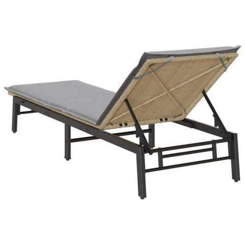 LEŻAK Z PODUSZKĄ BEŻOWY POLIRATTAN