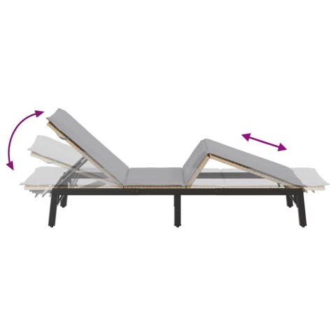 LEŻAK Z PODUSZKĄ BEŻOWY POLIRATTAN