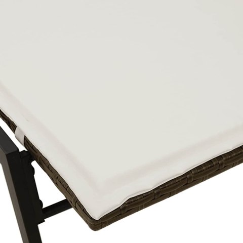 LEŻAK Z PODUSZKĄ BRĄZOWY POLIRATTAN