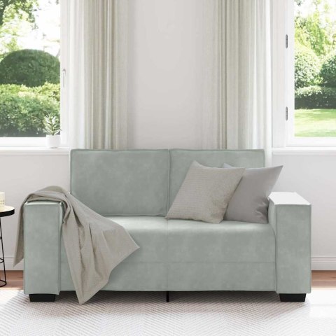 SOFA 2-OSOBOWA JASNOSZARA 120CM TAPICEROWANA AKSAMITEM