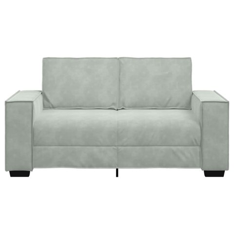 SOFA 2-OSOBOWA JASNOSZARA 120CM TAPICEROWANA AKSAMITEM