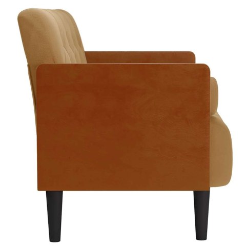 SOFA DWUOSOBOWA Z PODUSZKAMI WAŁKOWYMI BRĄZOWA 110CM AKSAMIT