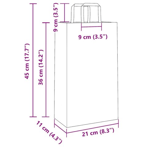 TORBY PAPIEROWE 250 SZT. Z UCHWYTAMI BIAŁE 21X11X36CM