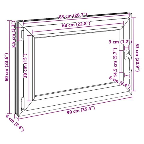 OKNO PIWNICZNE RISOR 90X60CM UCHYLNO-ROZWIERNE DIN LEWE