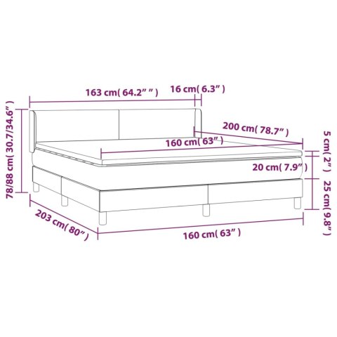 ŁÓŻKO KONTYNENTALNE Z MATERACEM CZARNE 160X200CM AKSAMIT