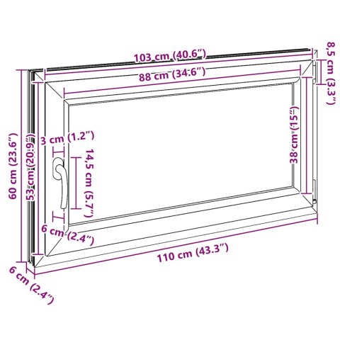 OKNO PIWNICZNE RISOR 110X60CM UCHYLNO-ROZWIERNE DIN PRAWE