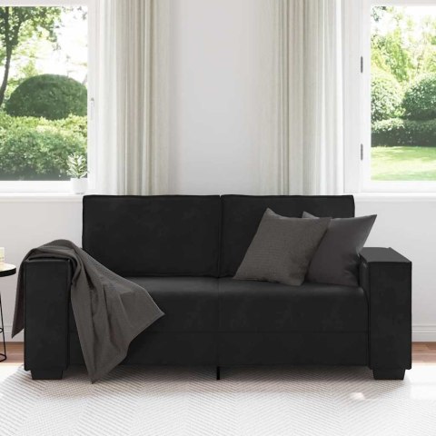 SOFA 2-OSOBOWA CZARNA 140CM TAPICEROWANA AKSAMITEM