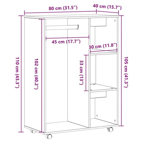 SZAFA CZARNY DĄB 80X40X110CM