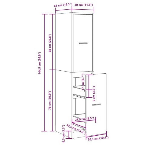 SZAFKA APTECZNA CZARNY DĄB 30X41X144,5CM