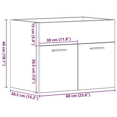 SZAFKA POD UMYWALKĘ ŁAZIENKOWĄ STARE DREWNO 60X38,5X46CM
