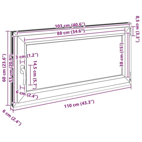OKNO PIWNICZNE RISOR 120X60CM UCHYLNO-ROZWIERNE DIN PRAWE BIAŁE