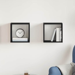 PÓŁKI ŚCIENNE KOSTKI 2 SZT. CZARNY DĄB 30X15X30CM