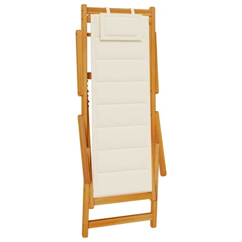 SKŁADANY FOTEL PLAŻOWY Z PODŁOKIETNIKAMI AKACJOWE I TEKSTYLNE