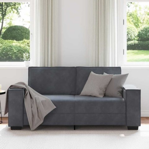 SOFA 2-OSOBOWA CIEMNOSZARY 140CM TAPICEROWANA AKSAMITEM
