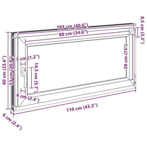 OKNO PIWNICZNE RISOR 120X60CM UCHYLNO-ROZWIERNE DIN PRAWE