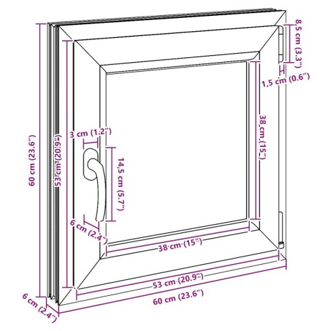 OKNO PIWNICZNE RISOR 60X60CM UCHYLNO-ROZWIERNE DIN PRAWE BIAŁE