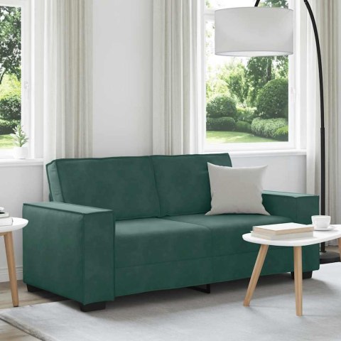 SOFA 2-OSOBOWA CIEMNOZIELONA 140CM TAPICEROWANA AKSAMITEM