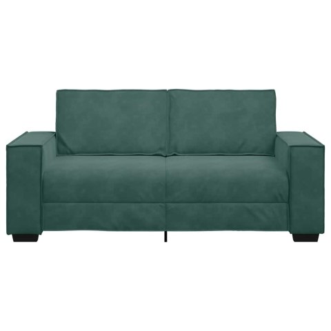 SOFA 2-OSOBOWA CIEMNOZIELONA 140CM TAPICEROWANA AKSAMITEM