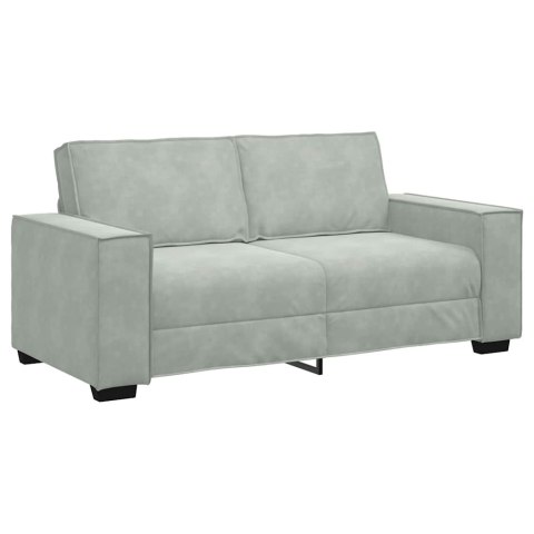SOFA 2-OSOBOWA JASNOSZARA 140CM TAPICEROWANA AKSAMITEM