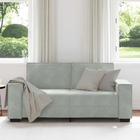 SOFA 2-OSOBOWA JASNOSZARA 140CM TAPICEROWANA AKSAMITEM