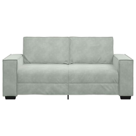 SOFA 2-OSOBOWA JASNOSZARA 140CM TAPICEROWANA AKSAMITEM