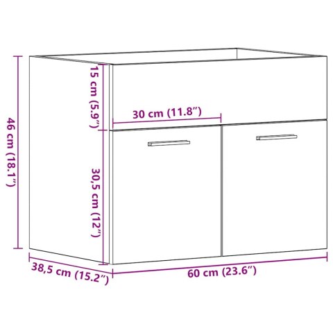 SZAFKA POD UMYWALKĘ DĄB ARTISAN 60X38,5X46CM