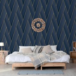 DUTCH WALLCOVERINGS Tapeta Geometric, niebiesko-złota