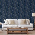 DUTCH WALLCOVERINGS Tapeta Geometric, niebiesko-złota