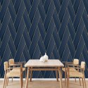 DUTCH WALLCOVERINGS Tapeta Geometric, niebiesko-złota