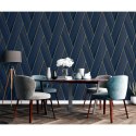 DUTCH WALLCOVERINGS Tapeta Geometric, niebiesko-złota