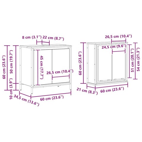 2-CZĘŚCIOWY ZESTAW MEBLI ŁAZIENKOWYCH SZARY DĄB SONOMA