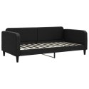 VidaXL Sofa rozsuwana z szufladami, czarna, 100x200 cm, tkanina