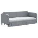 VidaXL Sofa rozsuwana z szufladami, jasnoszara, 80x200 cm, tkanina