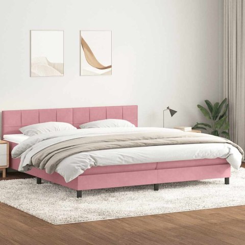 VidaXL Łóżko typu Box Spring z materacem różowe 180x220 cm aksamitne