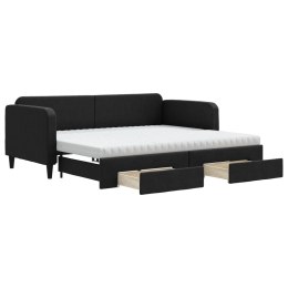 VidaXL Sofa rozsuwana z szufladami, czarna, 90x200 cm, tkanina