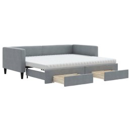 VidaXL Sofa rozsuwana z szufladami, jasnoszara, 90x190 cm, tkanina