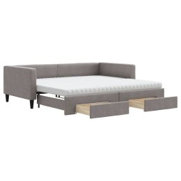 VidaXL Sofa rozsuwana z szufladami, taupe, 100x200 cm, tkanina