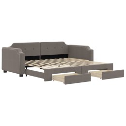 VidaXL Sofa rozsuwana z szufladami, taupe, 100x200 cm, tkanina