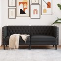 SOFA CHESTERFIELD 2-OS. CZARNA TAPICEROWANA SZTUCZNĄ SKÓRĄ