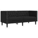 SOFA CHESTERFIELD 2-OS. CZARNA TAPICEROWANA SZTUCZNĄ SKÓRĄ