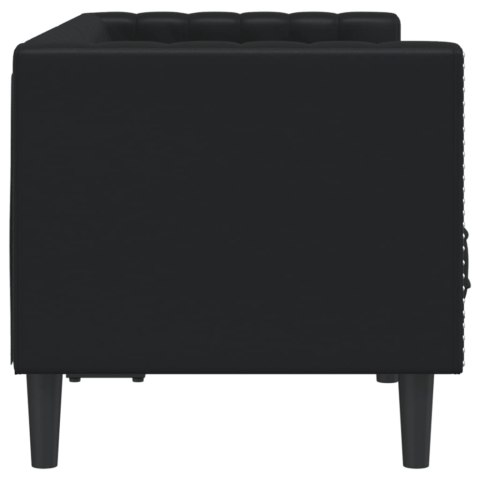 SOFA CHESTERFIELD 2-OS. CZARNA TAPICEROWANA SZTUCZNĄ SKÓRĄ