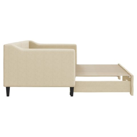 LEŻANKA ROZSUWANA KREMOWA 80X200CM TKANINA