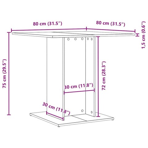 STÓŁ JADALNY CZARNY DĄB 80X80X75CM DREWNO KLEJONE
