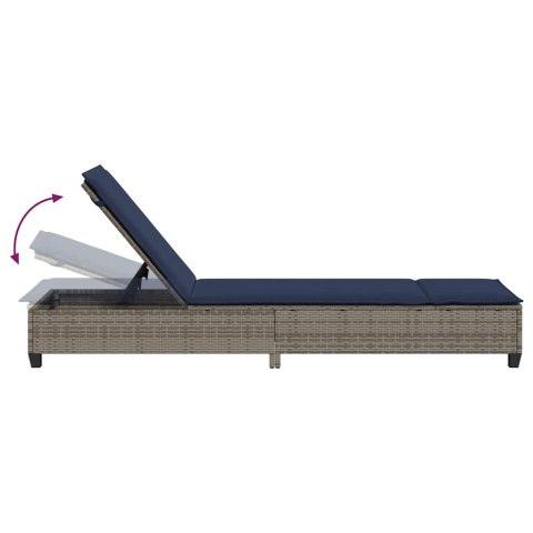 LEŻAK Z PODUSZKAMI SZARY 55X200X25,5CM POLIRATTAN