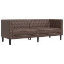 SOFA CHESTERFIELD 3-OS. BRĄZOWA TAPICEROWANA SZTUCZNĄ SKÓRĄ