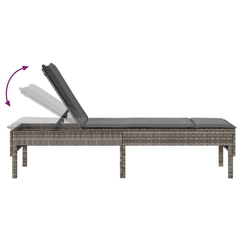 LEŻAK Z PODUSZKĄ SZARY 55X200X44CM POLIRATTAN