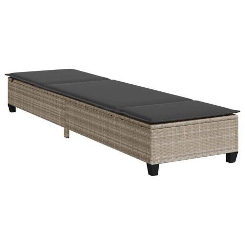 LEŻAK Z PODUSZKAMI JASNOSZARY 55X200X25,5CM POLIRATTAN